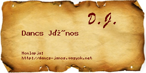 Dancs János névjegykártya