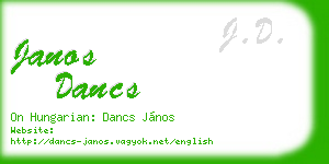 janos dancs business card